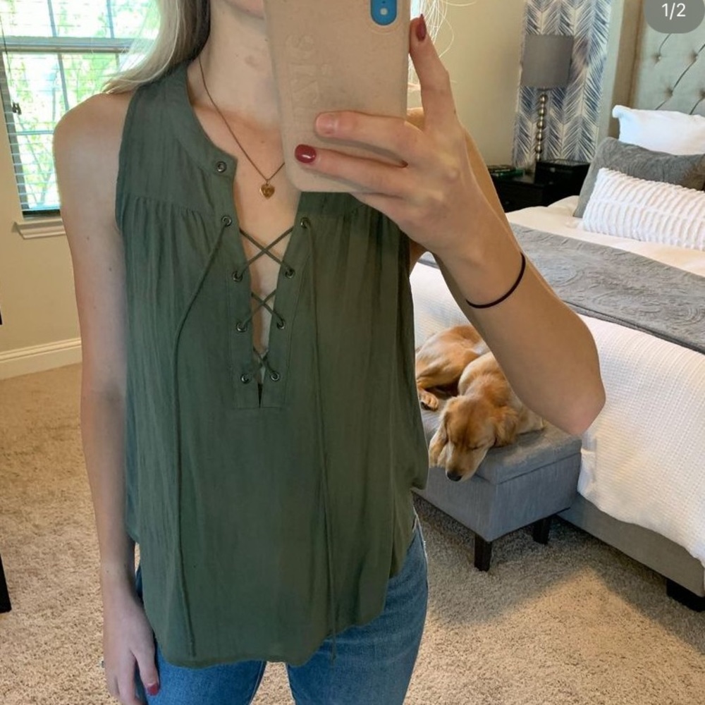 Green lacy tank